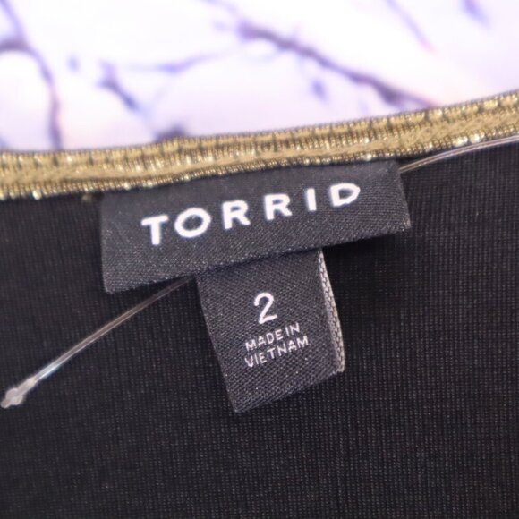 GOLD METALLIC TOP 2/2X Torrid Metallic Party Dressy V-neck Holiday NYE GNO Fall - Picture 5 of 8